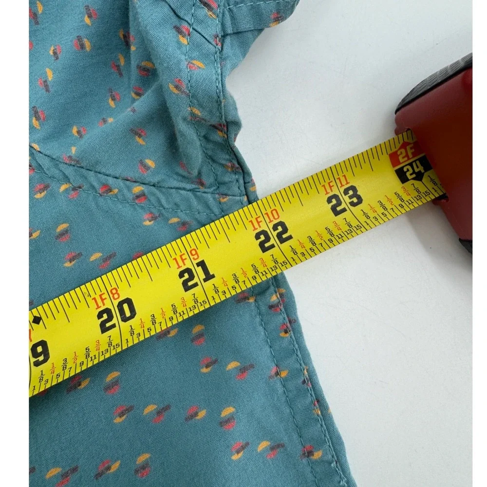 RVCA‎ Mens Relaxed Fit Short Sleeve Button Down Shirt Teal Blue Print Size M - Picture 5 of 6